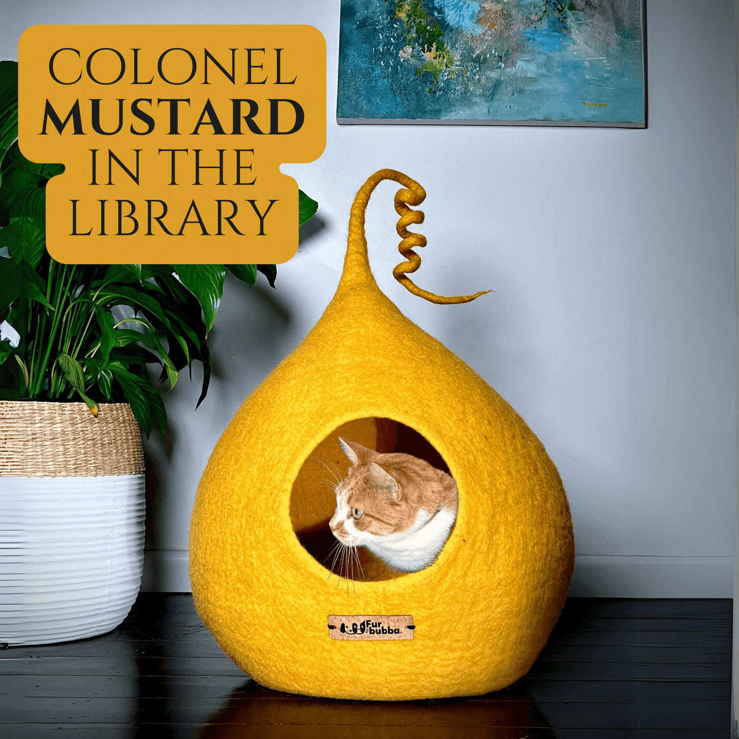 Yellow Mustard Cat Bed - Felt Cat Cave