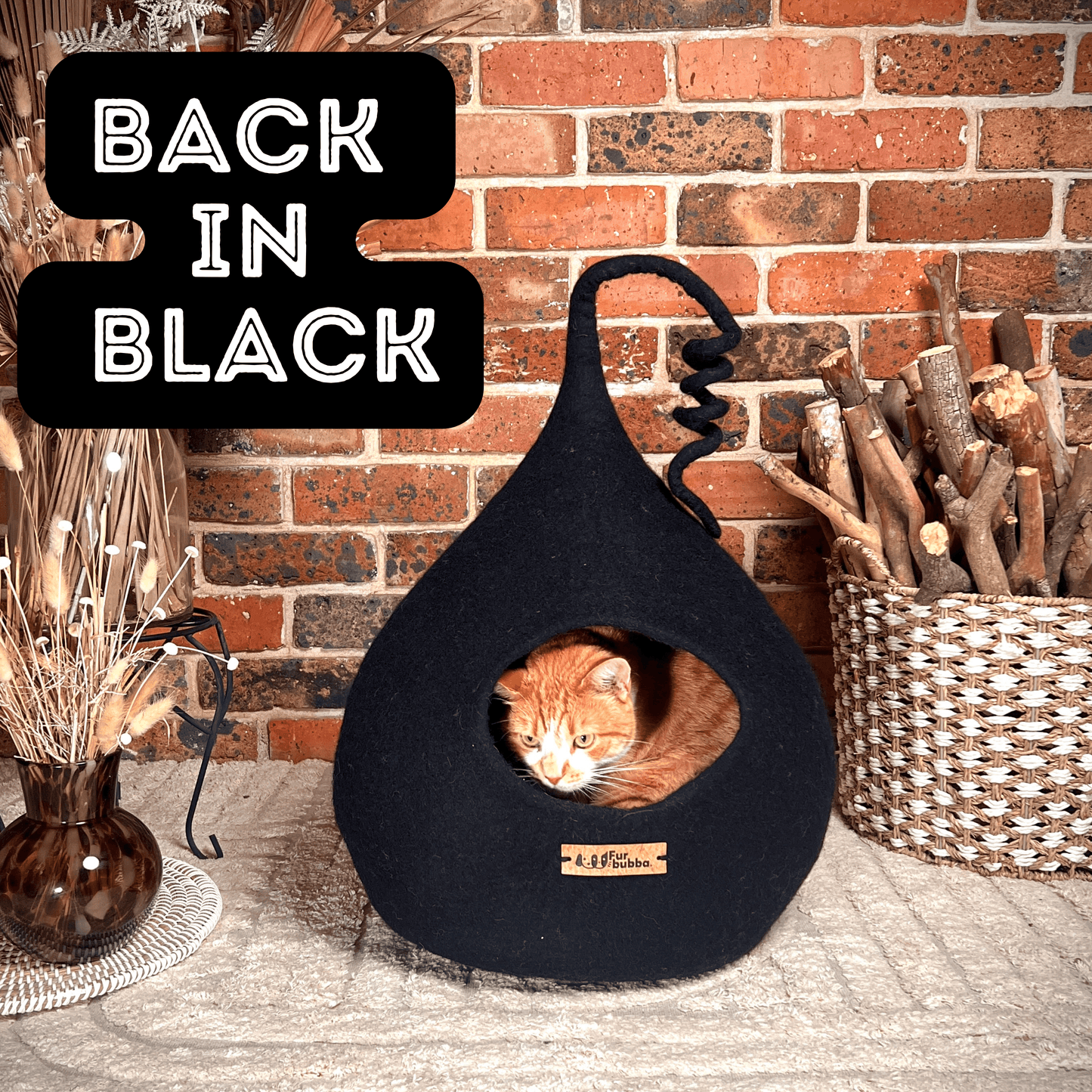 Black Cat Bed - Felt Cat Cave