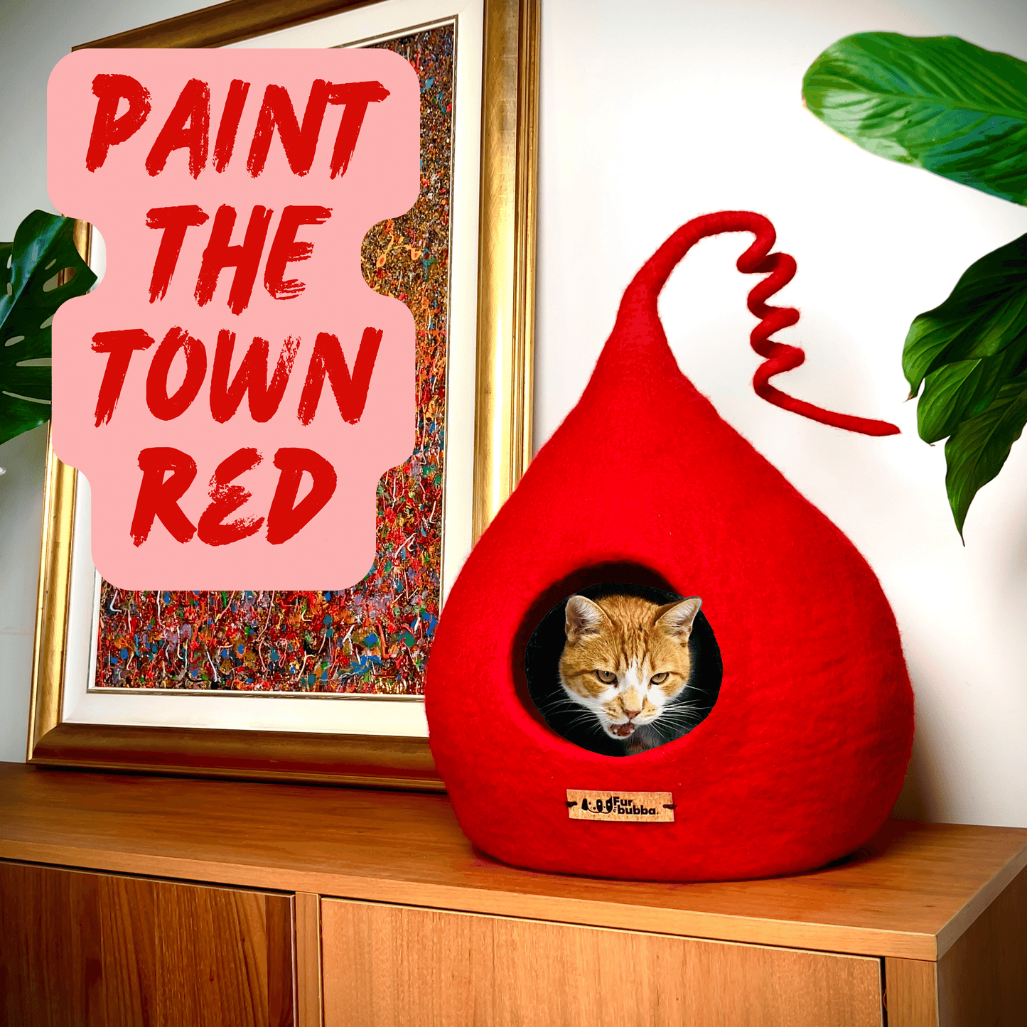 Red Cat Bed - Felt Cat Cave