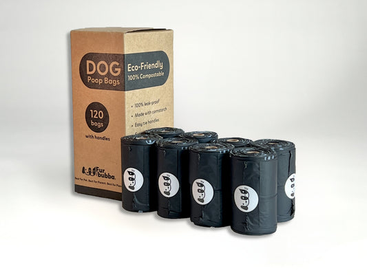 Furbubba Compostable Dog Poo Bags Australia. Biodegradable Dog Poop Bags. Dog Waste Disposal, 120 Bags with Handles. Cornstarch. Stronger than Oh Crap Dog Poo Bags.